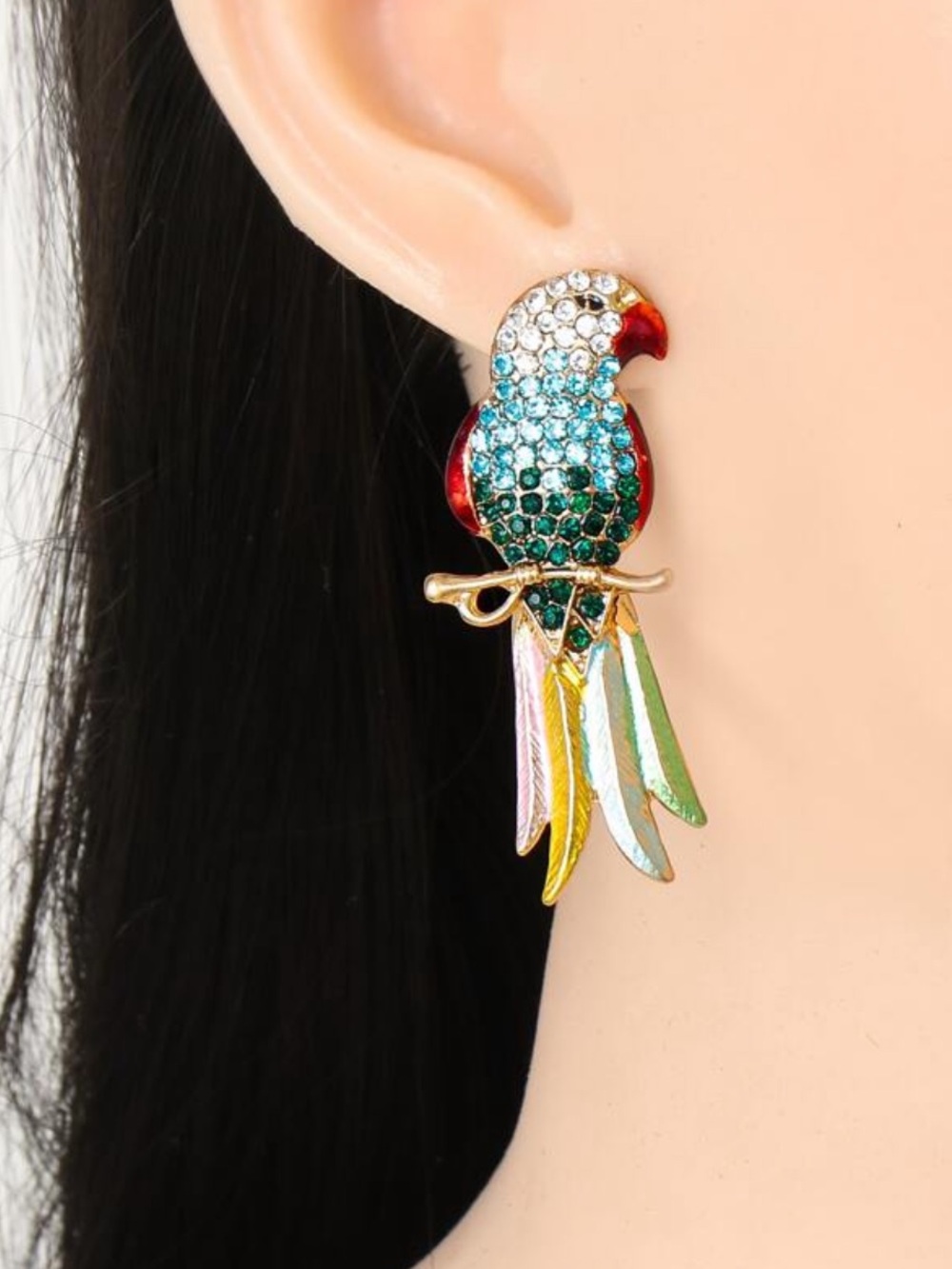 Colorful Parrot Crystal Drop Earrings